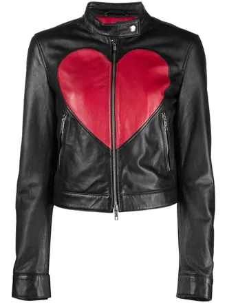Moschino heart-print leather jacket - Black