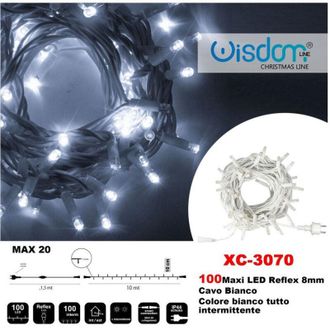 Trade Shop Trade Shop - Catena Luminosa 100 Luci Led Luci Lights Bianco Color All Intermittent Xc-3070