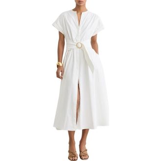 Reiss Sally Stretch Cotton Midi Dress in Ivory at Nordstrom, Size 10 Us