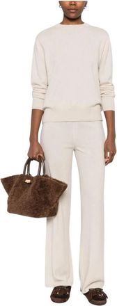 Soft Goat Klassieke Ronde Hals Trui - Dames - Ronde hals truien - Beige - XS - Wol - Truien & Vesten