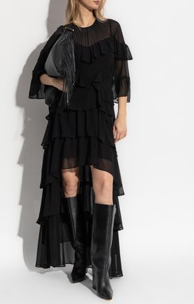 AllSaints Ruffled Dress Nat, Womens, Black