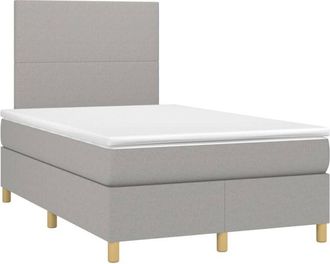 vidaXL Vidaxl - Cama Box Spring Con Colch&oacute;n Tela Y Led Gris Claro 120x200 Cm