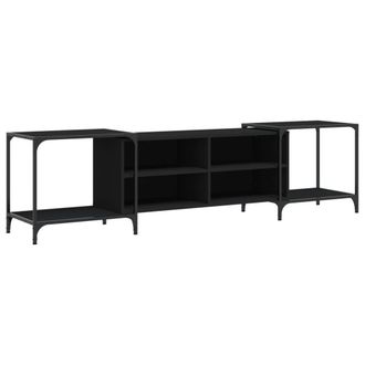 Berkfield Home TV Cabinet Black 203x37x50 cm Engineered Wood | Size: 203 x 37 x 50 cm