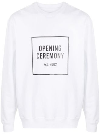 Opening Ceremony box logo crew neck sweatshirt - men - Cotton/Cotton/Spandex/Elastane - L - White