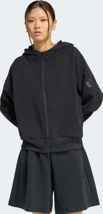 adidas Soft Lux - Felpa nera con cappuccio e zip-Nero