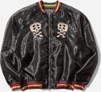 KAPITAL Men s Sheer Pearl Souvenir Jacket (Rain Skull) Black