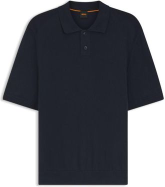 BOSS Cotton-blend polo sweater with embroidered logo