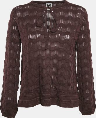 M Missoni Dark Purple Wavy Knit Long Sleeve Top