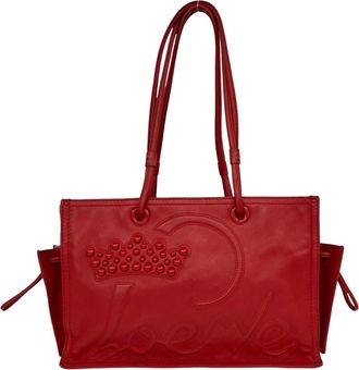 Loewe Red Color Leather Handbag Shoulder Bag Tote Bag (Pre-Owned)