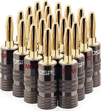 OEM Fiches Bananes - Conector Dorado 24 K - Para Cables De Altavoz 12-18 Awg - Para Amplificadores Y Sistemas Home Cinema - Pack De 24
