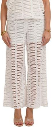 Cyrus Open Stitch Wide Leg Pull On Pants in White at Nordstrom Rack, Size X-Large
