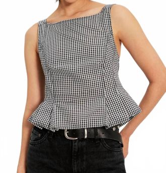 Free People Sunfaded Tank Top In Black And White Gingham