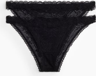 H&M 2er-Pack Tangas aus Spitze - Schwarz