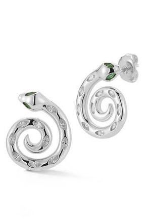 Glaze Jewelry Swirl Snake Stud Earrings in Silver at Nordstrom Rack