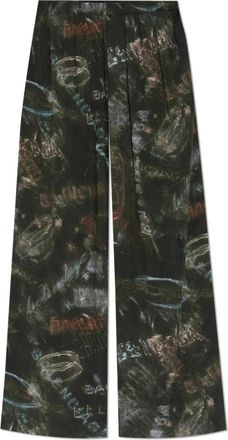 Balenciaga Losvallende Broek met Print - Heren - Wijde Broeken - Groen - S - Broeken