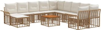 vidaXL Conjunto De Sof&aacute;s De Exterior 12 Uds. 11 Plaza Natural Y Crema Vidaxl
