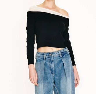 Line & Dot Ysa Off The Shoulder Sweater In Black