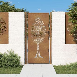 vidaXL Puerta De Jard&iacute;n Acero Corten Dise&ntilde;o &Aacute;rbol 105x180 Cm Vidaxl