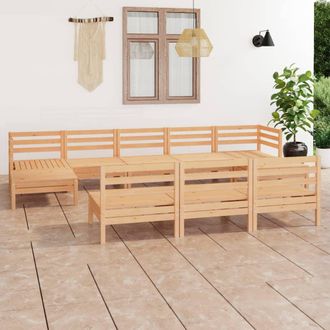 vidaXL Juego De Muebles De Jard&iacute;n 10 Piezas Madera Maciza De Pino Vidaxl