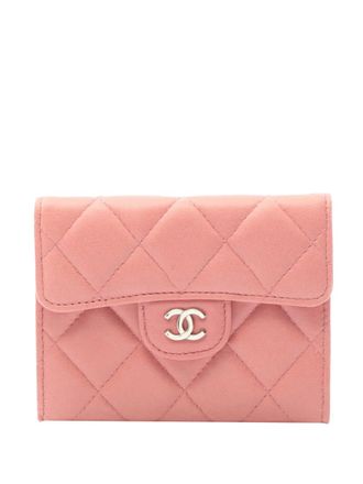 Chanel 2008-2009 CC gewatteerde lamsleren pasjeshouder - Roze