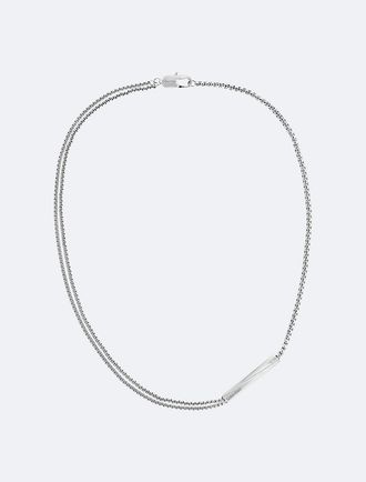 Calvin Klein Mens Beveled ID Stainless Steel Necklace - Metallic - OS