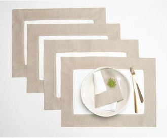 Solino Home Linen Placemats Set of 4, 14 x 19 - Contempo in Natural And White at Nordstrom, Size Medium