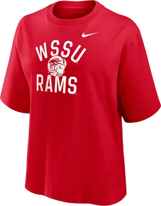 Nike Womens College (Winston-Salem State Rams) Boxy T-Shirt in Red | W11668WISA26-RED
