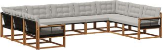 vidaXL Conjunto De Sof&aacute;s De Exterior 9 Uds. Natural Y Gris Claro Vidaxl