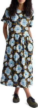Seasalt Cornwall Brouse Floral Print Organic Cotton Midi Dress in Spring Pansy Seagrass at Nordstrom, Size 12 Us