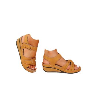 Generic Orthopedic Sandals for Women 2026 Summer Casual Adjustable Straps Low Heel Walking Sandals with Arch Support Comfortable Wedge Ankle Strap Open Toe Wi