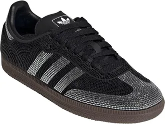 adidas Samba OG Crystal Embellished Sneaker in Black/Black/White at Nordstrom, Size 6.5