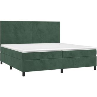 vidaXL Vidaxl - Cama Box Spring Colch&oacute;n Y Led Terciopelo Verde Oscuro 200x200cm