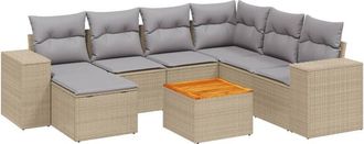 vidaXL Vidaxl - Juego De Sof&aacute;s De Jard&iacute;n Con Cojines Beige 8 Pzas Rat&aacute;n Pe