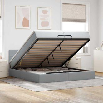 vidaXL Estructura De Cama Otomana Colchones Tela Gris Claro 200x200cm Vidaxl