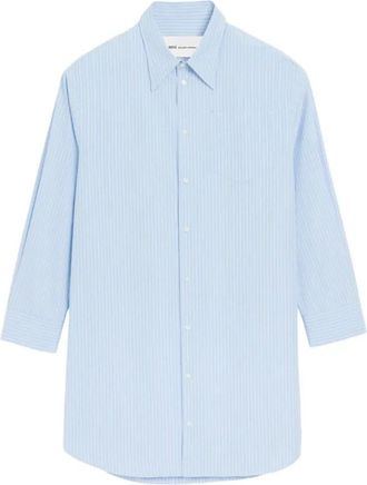 Ami Gestreept Overhemdjurk - Dames - Shirt Kleedjes - Blauw - S - Kleedjes
