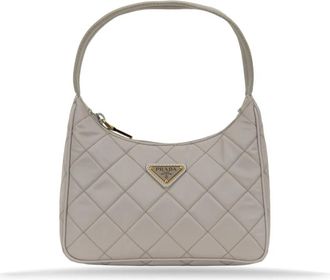 Prada Fabric Handtas met Ritssluiting - Dames - Handtassen - Grijs - ONE Size - Tassen