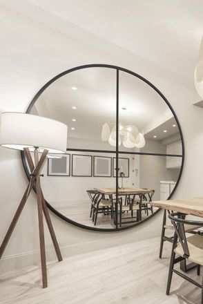 MirrorOutlet Black Large Circular Window Metal Wall & Leaner Mirror (200x200cm) | Size: 1 Pack