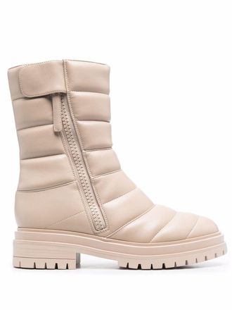 Gianvito Rossi Eiko padded combat boots - women - Rubber/Calf Leather/Calf Leather - 36.5 - Neutrals