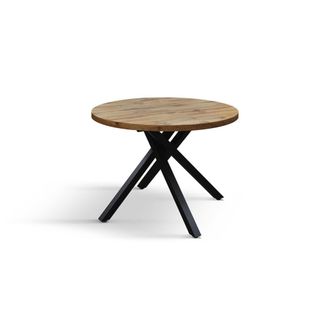 Konte Design Mesa redonda, acabado roble, patas negras, &oslash;100xh75-140x100x75 cm