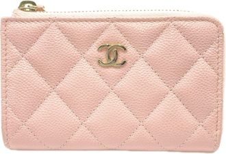 Chanel Matelasse Pink Grained Calfskin Coin Purse/Coin Case (Pre-Owned)
