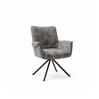 Pondecor Interiorismo Sill&oacute;n de comedor giratorio 180&ordm; tapizado en tejido gris 61x63x85 cm