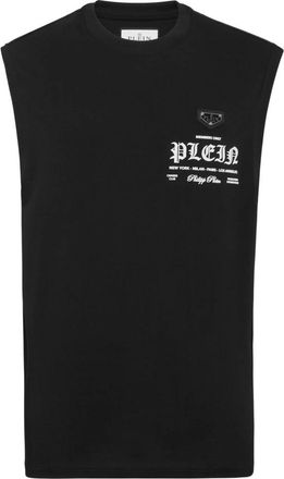 Philipp Plein Mouwloze T-shirt met ronde hals - Heren - Tops zonder mouwen - Zwart - 4XL - Katoen - Tops