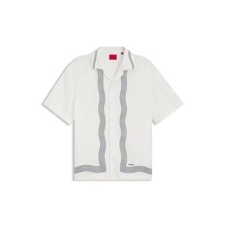 HUGO BOSS Oversized-fit printed shirt with camp collar