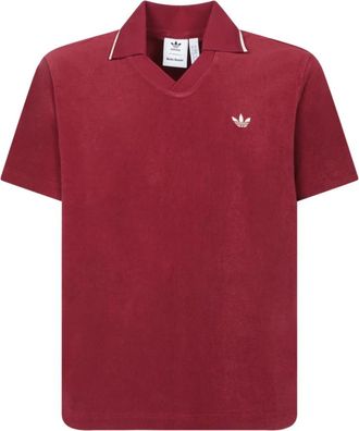 Wales Bonner Wales Bonner, Tops, Heren, Rood, S, Bordeaux Polo Retro Stijl