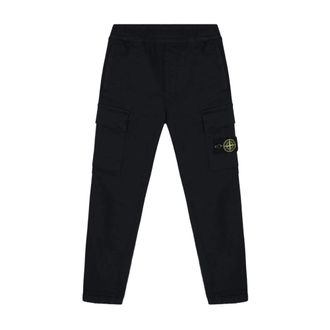 Stone Island Logo Badge Trousers - male - Stone Island - Sweatpants - Black - 14 Y - Kids