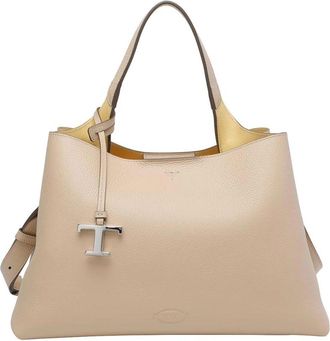 Tod's T Timeless Tote Bag - Dames - Shoppers - Beige - ONE Size - Leer - Tassen