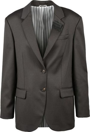 Brunello Cucinelli Giacca stondata - Dames - Blazers - Bruin - M - Wol - Jassen