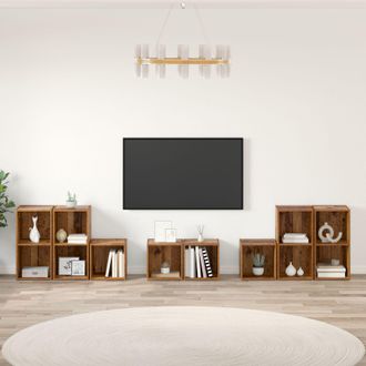Berkfield Home TV Cabinet Set with Shelf with Storage 8 pcs Old Wood Engineered Wood in Brown