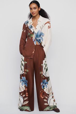 Farm Rio Millena Printed High-Rise Wide-Leg Pants