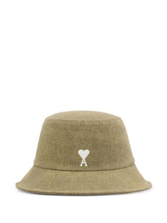 Ami Ami de Coeur-embroidered bucket hat - Green